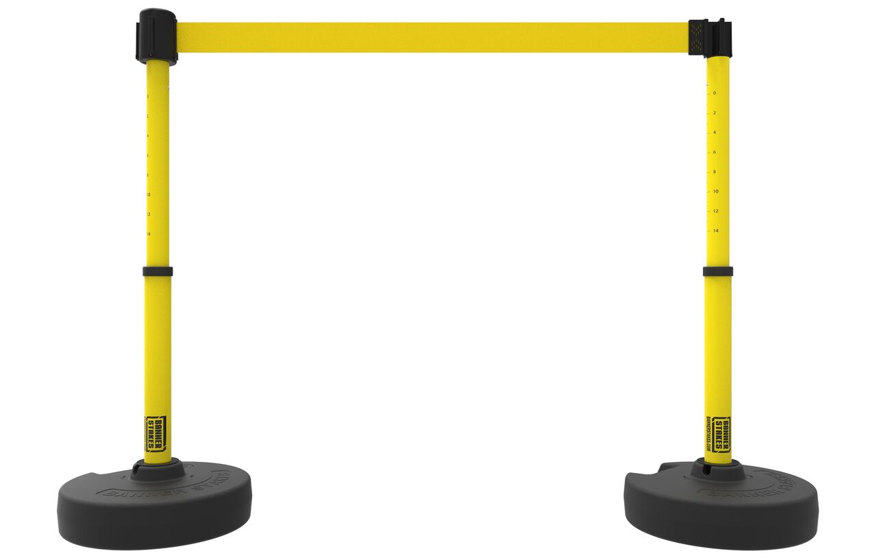 Banner Stakes Plus Barrier Set X2 With Yellow Blank Banner